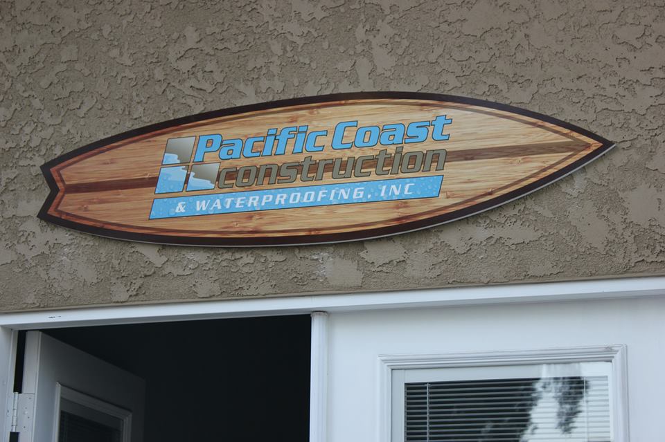 Custom Surfboard Sign for Pacific Coast Construction
