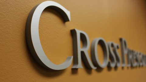 Cross Prescott Lobby Sign close up