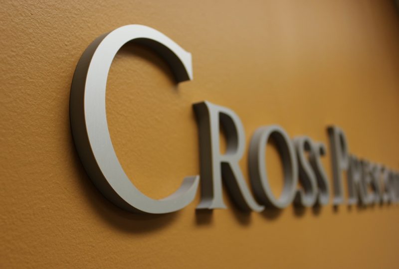 Cross Prescott Lobby Sign close up