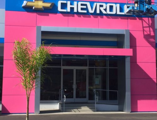 Building Wrap in Pink Vinyl for Dealership in Mission Valley, CA